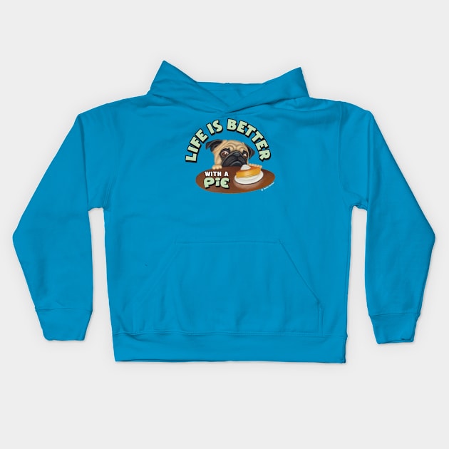 Cute great wonderful awesome Pug Eying Pie on Table Kids Hoodie by Danny Gordon Art